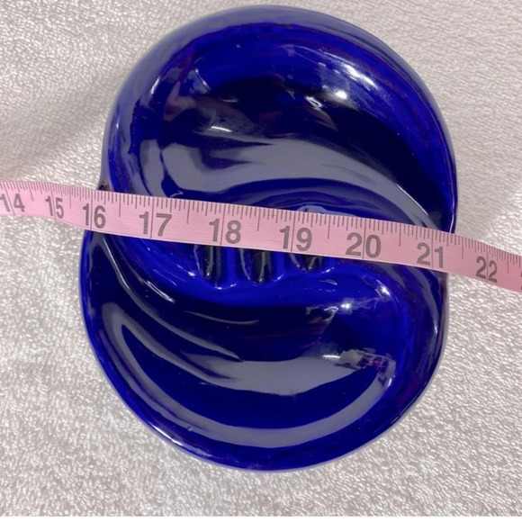 Vintage MCM Blue  Ceramic Ashtray Trinket Dish - Picture 13 of 13